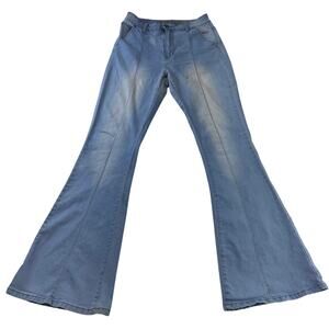 VIP Jeans Women’s Flared Front Seam Light Blue Denim‎ Jeans 11 Boho Bohemian